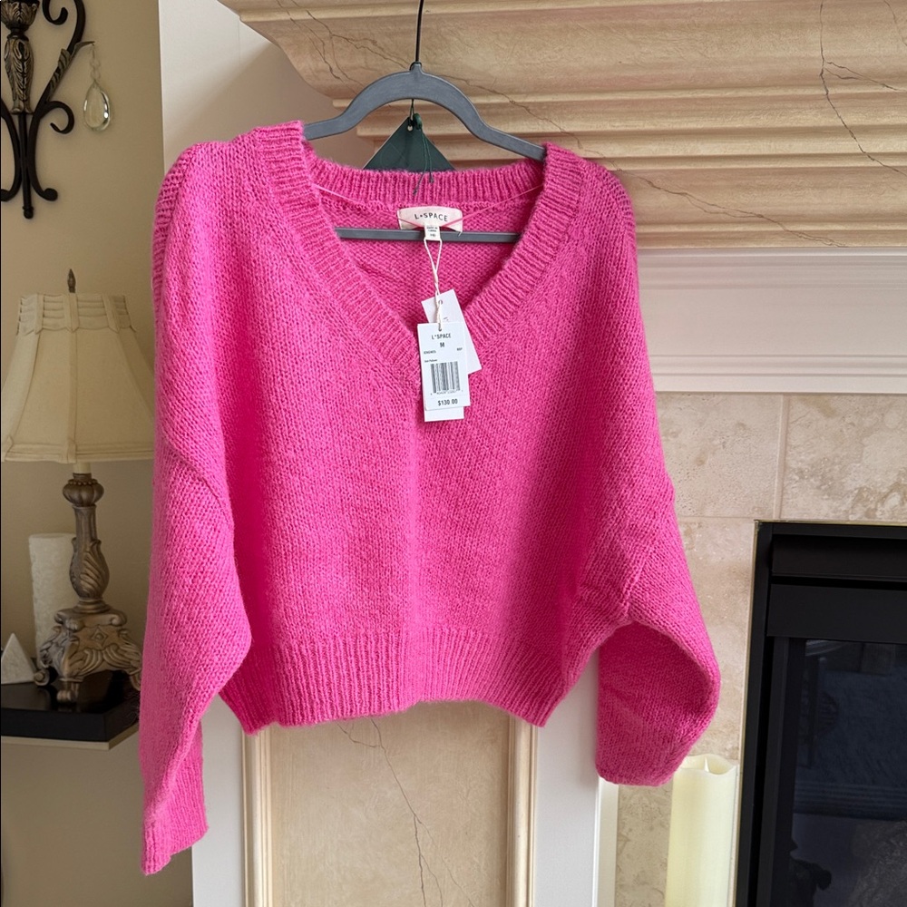 L*Space Bright Pink V-Neck Sweater